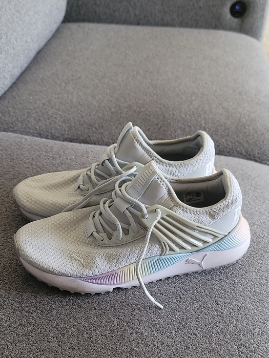 Puma Shoes - Puma Women's Light Blue Sneakers with Pastel Rainbow Accents